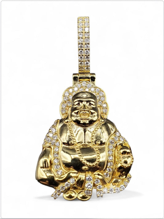 Happy Buddha Pendant w. Diamonds